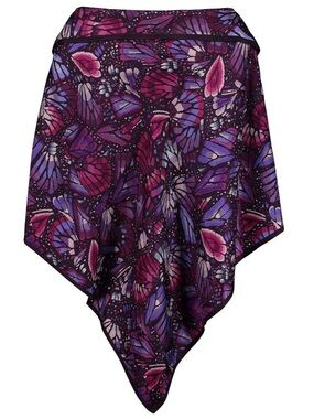 Pineda Covalin Purple Fairy Butterfly-Print 100% Silk Poncho Shrug